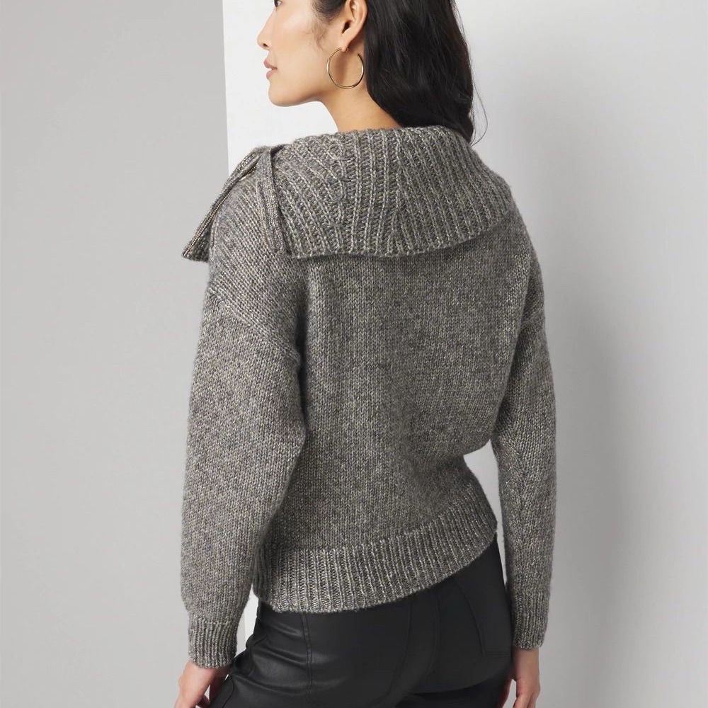 WHBM $99 Zip Neck Dolman Sleeve Pullover - Picture 6 of 10